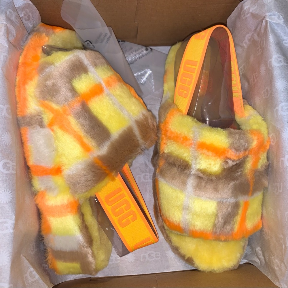 UGG Fluff Yeah Slide Plaid Punk US Size 8